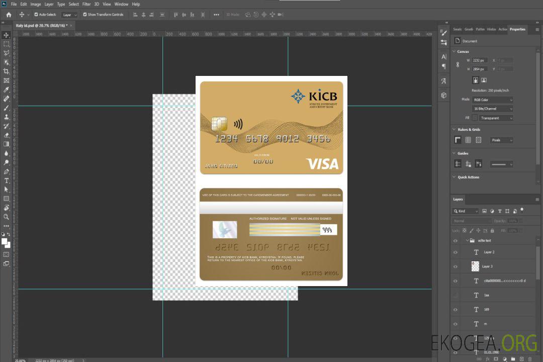 Carte Visa Gold de la KICB Bank du Kirghizistan template